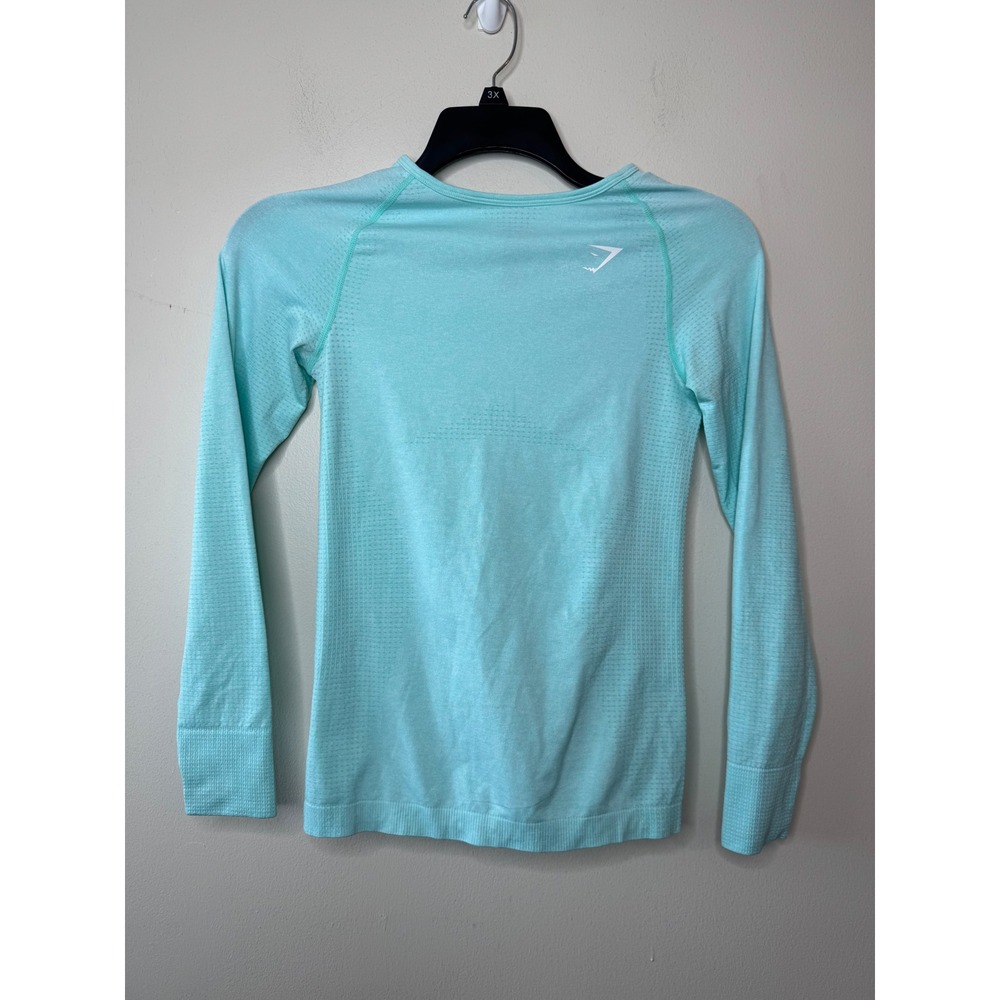 Gymshark Vital Seamless 2.0 Long Sleeve Top Teal Marl Thumbholes Womens Medium